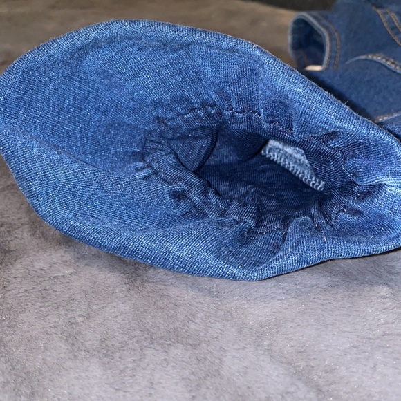 24 m Habitual from Nordstrom Stretch Denim Dress Poof Sleeve Flare Bottom - Picture 8 of 8